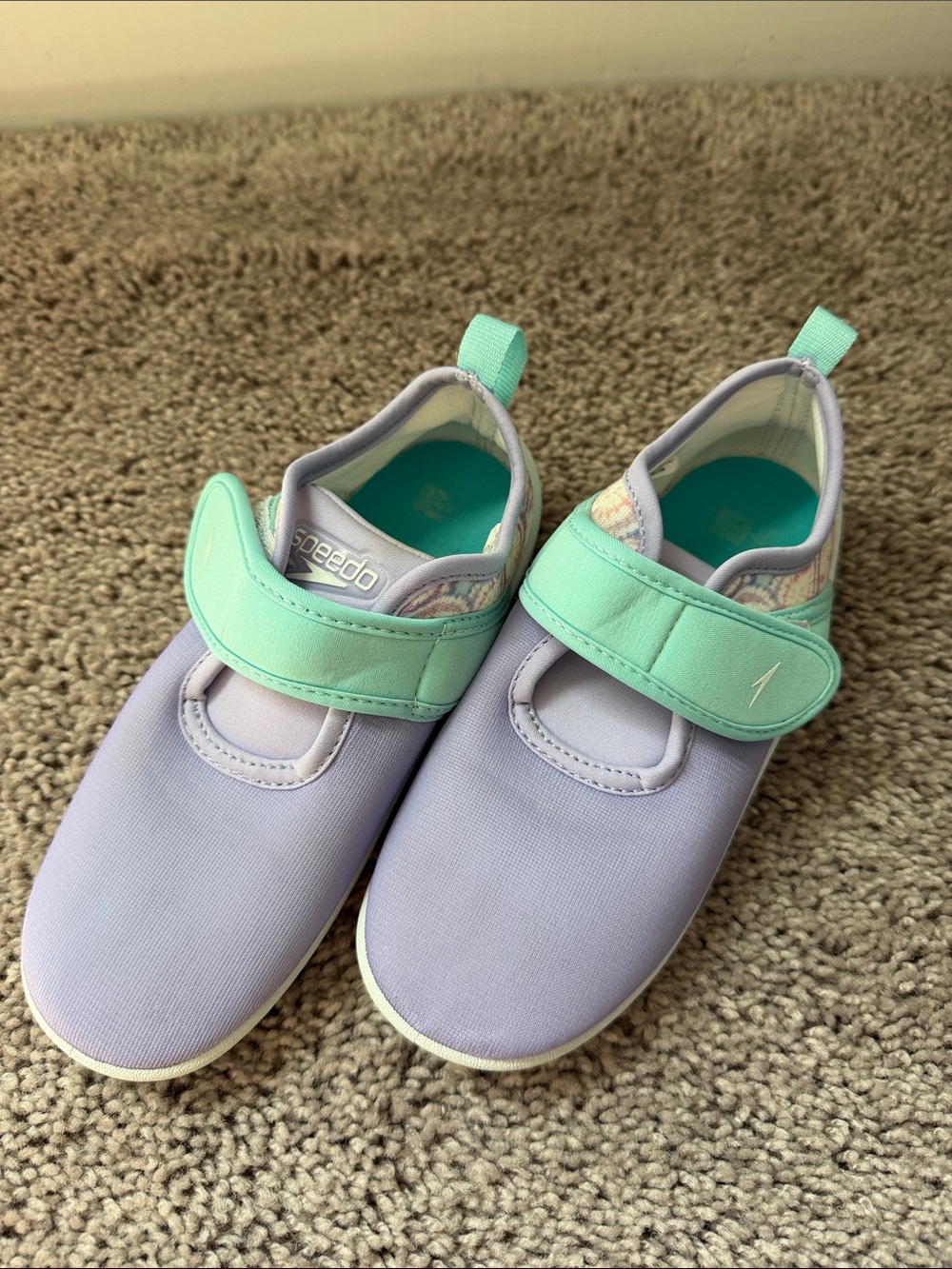 Speedo Kids Lavender Slip-On Water Shoes with Mint Strap